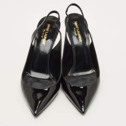 Pre Owned Saint Laurent Opyum Size 39 Black Patent Leather Slingback Pumps