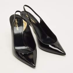 Pre Owned Saint Laurent Opyum Size 39 Black Patent Leather Slingback Pumps