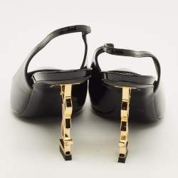 Pre Owned Saint Laurent Opyum Size 39 Black Patent Leather Slingback Pumps