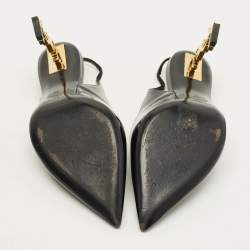 Pre Owned Saint Laurent Opyum Size 39 Black Patent Leather Slingback Pumps