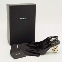 Pre Owned Saint Laurent Opyum Size 39 Black Patent Leather Slingback Pumps