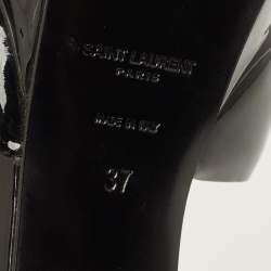 Pre Owned Saint Laurent Bianca Size 37 Black Patent Leather Ankle Strap Sandals