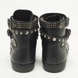 Pre Owned Saint Laurent Studded Size 39 Black Leather High Top Sneakers