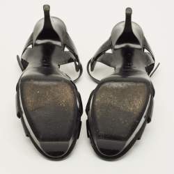 Pre Owned Saint Laurent Tribute Size 41 Black Patent Leather Platform Sandals