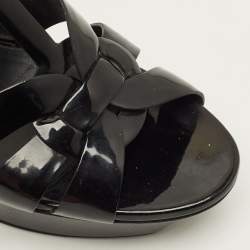 Pre Owned Saint Laurent Tribute Size 41 Black Patent Leather Platform Sandals