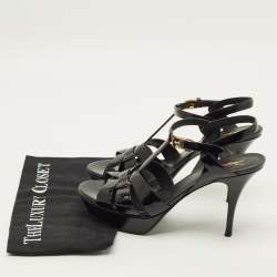 Pre Owned Saint Laurent Tribute Size 41 Black Patent Leather Platform Sandals