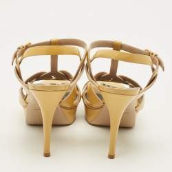 مملوكة مسبقًا Saint Laurent Tribute Size 41 Beige Patent Leather Platform Sandals