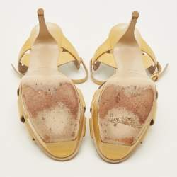 مملوكة مسبقًا Saint Laurent Tribute Size 41 Beige Patent Leather Platform Sandals