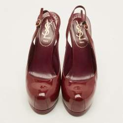 مملوكة مسبقًا حذاء كعب عالي سان لوران باريس تريبتو بنعل سميك وحزام جلد ثعبان برتقالي مقاس 39.5