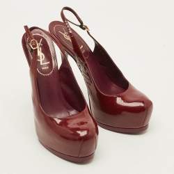 مملوكة مسبقًا حذاء كعب عالي سان لوران باريس تريبتو بنعل سميك وحزام جلد ثعبان برتقالي مقاس 39.5