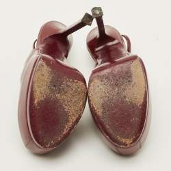 مملوكة مسبقًا حذاء كعب عالي سان لوران باريس تريبتو بنعل سميك وحزام جلد ثعبان برتقالي مقاس 39.5