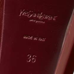 مملوكة مسبقًا حذاء كعب ع الي سان لوران باريس تريبتو بنعل سميك وحزام جلد ثعبان برتقالي مقاس 39.5