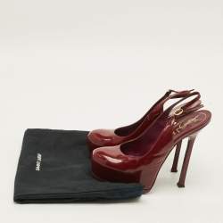 مملوكة مسبقًا حذاء كعب عالي سان لوران باريس تريبتو بنعل سميك وحزام جلد ثعبان برتقالي مقاس 39.5