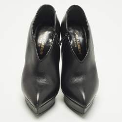 Pre Owned Saint Laurent Size 37 Black Leather Booties