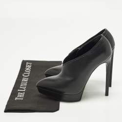 Pre Owned Saint Laurent Size 37 Black Leather Booties
