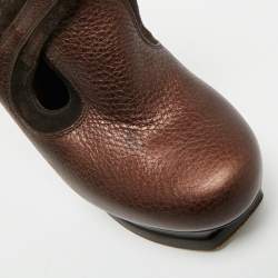 Pre Owned Saint Laurent Size 36 Metallic Leather Platform Ankle Length Boots