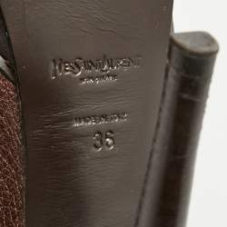 Pre Owned Saint Laurent Size 36 Metallic Leather Platform Ankle Length Boots