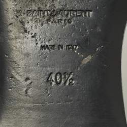 Pre Owned صندل سان لوران تريبيوت جلد برغندي لامع مسطح مقاس 41