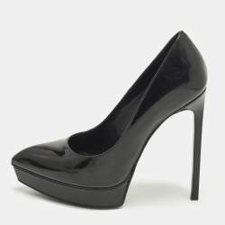 Pre Owned Saint Laurent Janis Size 36 Black Patent Leather Platform Pumps