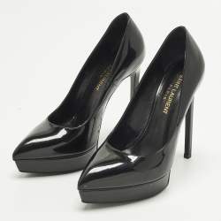 Pre Owned Saint Laurent Janis Size 36 Black Patent Leather Platform Pumps