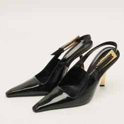 Pre Owned Saint Laurent Lee Size 39 Black Leather Slingback Pumps