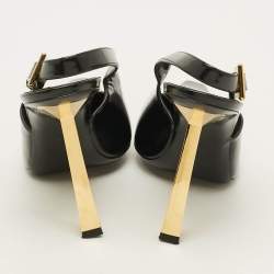 Pre Owned Saint Laurent Lee Size 39 Black Leather Slingback Pumps
