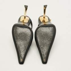 Pre Owned Saint Laurent Lee Size 39 Black Leather Slingback Pumps