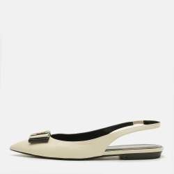 Pre Owned حذاء سنيك باك فلات سكن باك سان لوران جلد كريمي مقاس 39