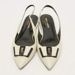 Pre Owned حذاء سنيك باك فلات سكن باك سان لوران جلد كر يمي مقاس 39