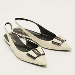 Pre Owned حذاء سنيك باك فلات سكن باك سان لوران جلد كريمي مقاس 39