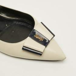 Pre Owned حذاء سنيك باك فلات سكن باك سان لوران جلد كريمي مقاس 39