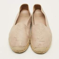 Pre Owned حذاء إسبادريل فلات سان لوران كاساندرا جلد كريمي مقاس 36.5