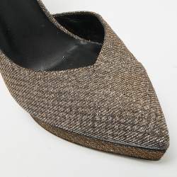 Pre Owned Saint Laurent Janis Size 39 Metallic Lurex Fabric Platform Pumps