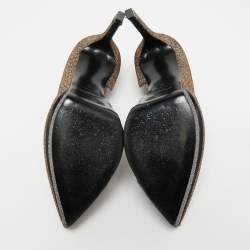 Pre Owned Saint Laurent Janis Size 39 Metallic Lurex Fabric Platform Pumps