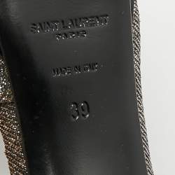 Pre Owned Saint Laurent Janis Size 39 Metallic Lurex Fabric Platform Pumps