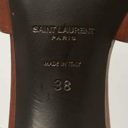 Pre Owned Saint Laurent Tribute Size 38 Brown Leather Slide Sandals