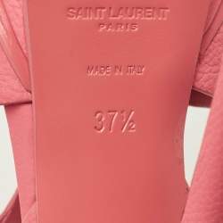 Pre Owned Saint Laurent Tribute Size 37.5 Pink Leather Platform Sandals