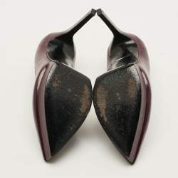 Pre Owned Saint Laurent Janis Size 38 Burgundy Leather Platform Pumps