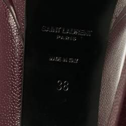 Pre Owned Saint Laurent Janis Size 38 Burgundy Leather Platform Pumps