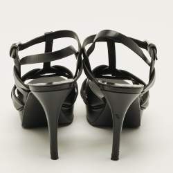 Pre Owned Saint Laurent Tribute Size 39 Black Leather Platform Sandals