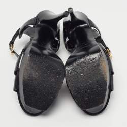 Pre Owned Saint Laurent Tribute Size 39 Black Leather Platform Sandals