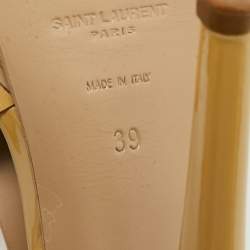 Pre Owned Saint Laurent Tribute Size 39 Beige Patent Leather Platform Sandals