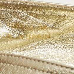 Pre Owned Saint Laurent Cassandre Size 38 Gold Leather Espadrille Flats