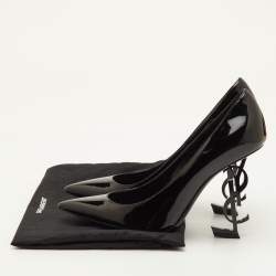 Pre Owned Saint Laurent Opyum Size 38 Black Patent Leather Pointed Toe Pumps
