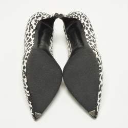 Pre Owned Saint Laurent Charlotte Size 40 Black/White Leather Pointed Toe Pumps