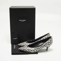 Pre Owned Saint Laurent Charlotte Size 40 Black/White Leather Pointed Toe Pumps