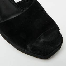 Pre Owned Saint Laurent Debbie Size 39.5 Black Velvet Slide Sandals