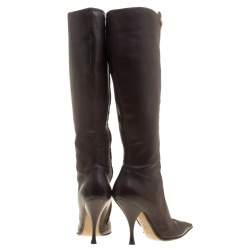 مملوكة مسبقًا بوت للركبة سان لوران باريس جلد بني مقاس 38.5