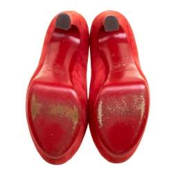 Saint Laurent Red Suede Palais Platform Peep Toe Pumps Size 40