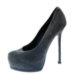 Saint Laurent Paris Blue Suede Tribtoo Platform Pumps Size 40